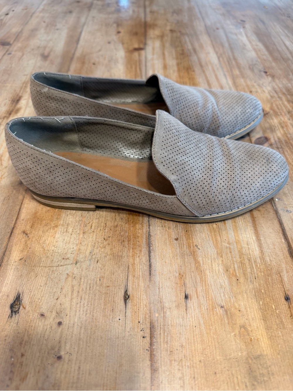 Women's Taupe Perforated Slip-On Loafers